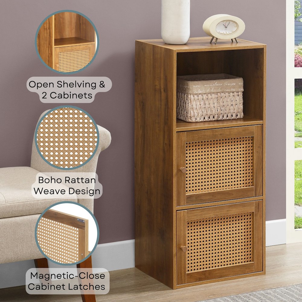 Xtra Storage Weave 2 Door Cabinet with Shelf, Brown