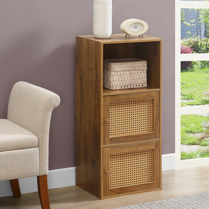 Xtra Storage Weave 2 Door Cabinet with Shelf, Brown