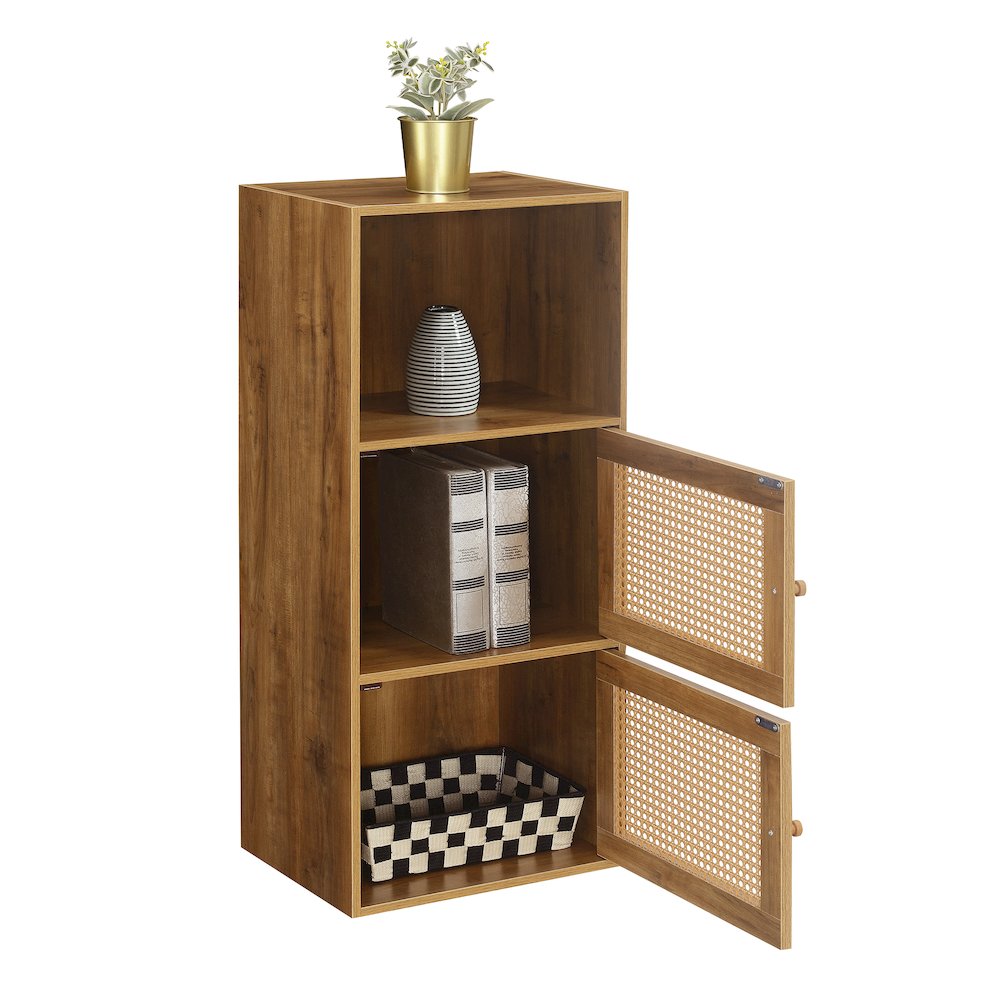 Xtra Storage Weave 2 Door Cabinet with Shelf, Brown