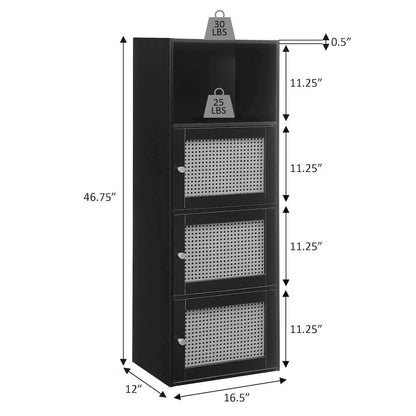 Xtra Storage Weave 3 Door Cabinet with Shelf, Brown