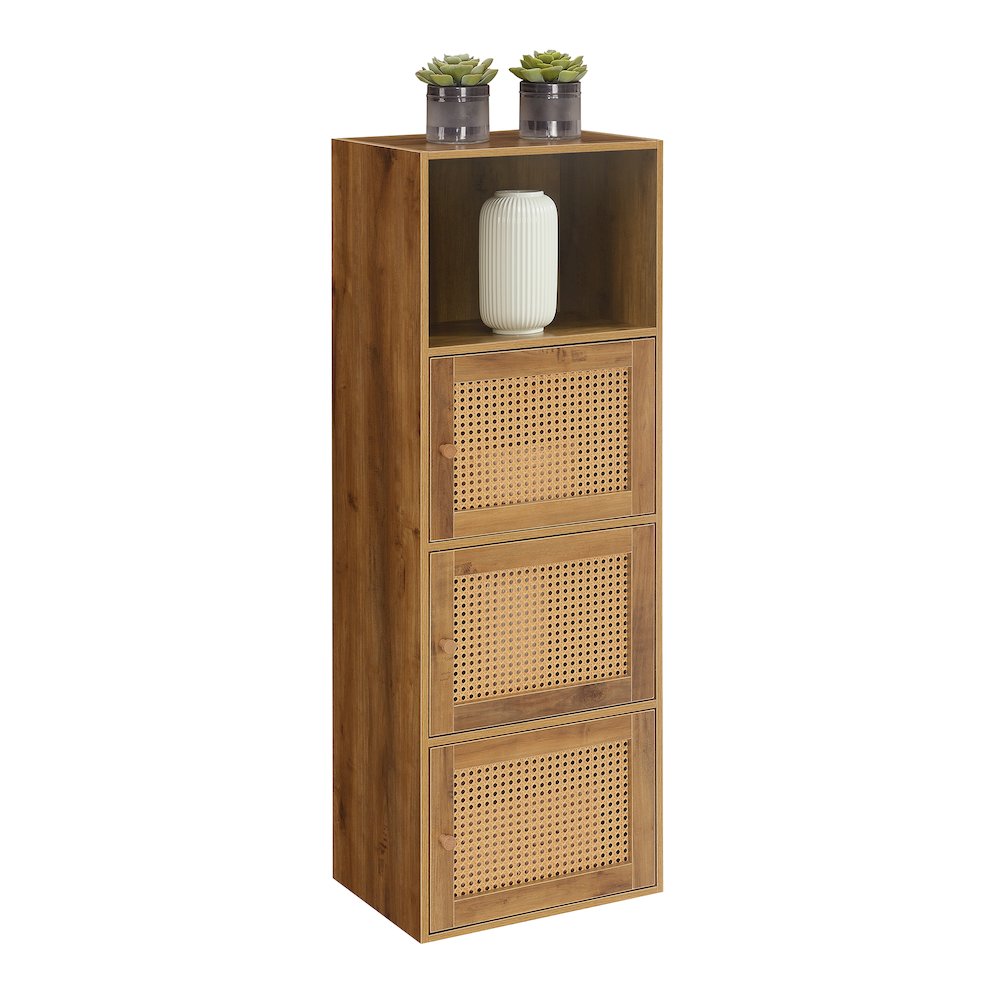 Xtra Storage Weave 3 Door Cabinet with Shelf, Brown