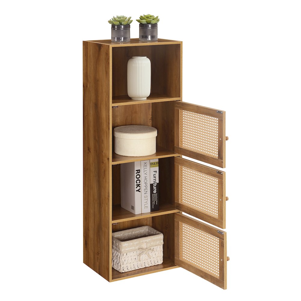 Xtra Storage Weave 3 Door Cabinet with Shelf, Brown