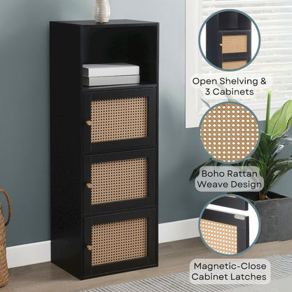 Xtra Storage Boho Weave 3 Door Cabinet with Shelf