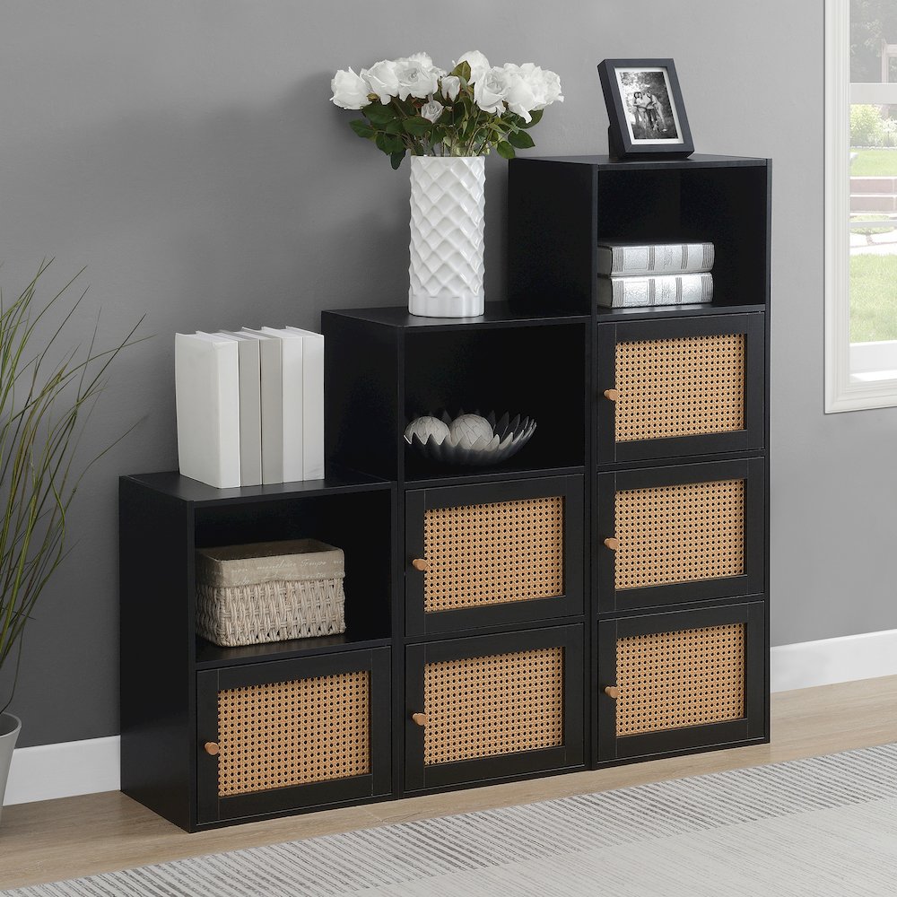 Xtra Storage Boho Weave 3 Door Cabinet with Shelf