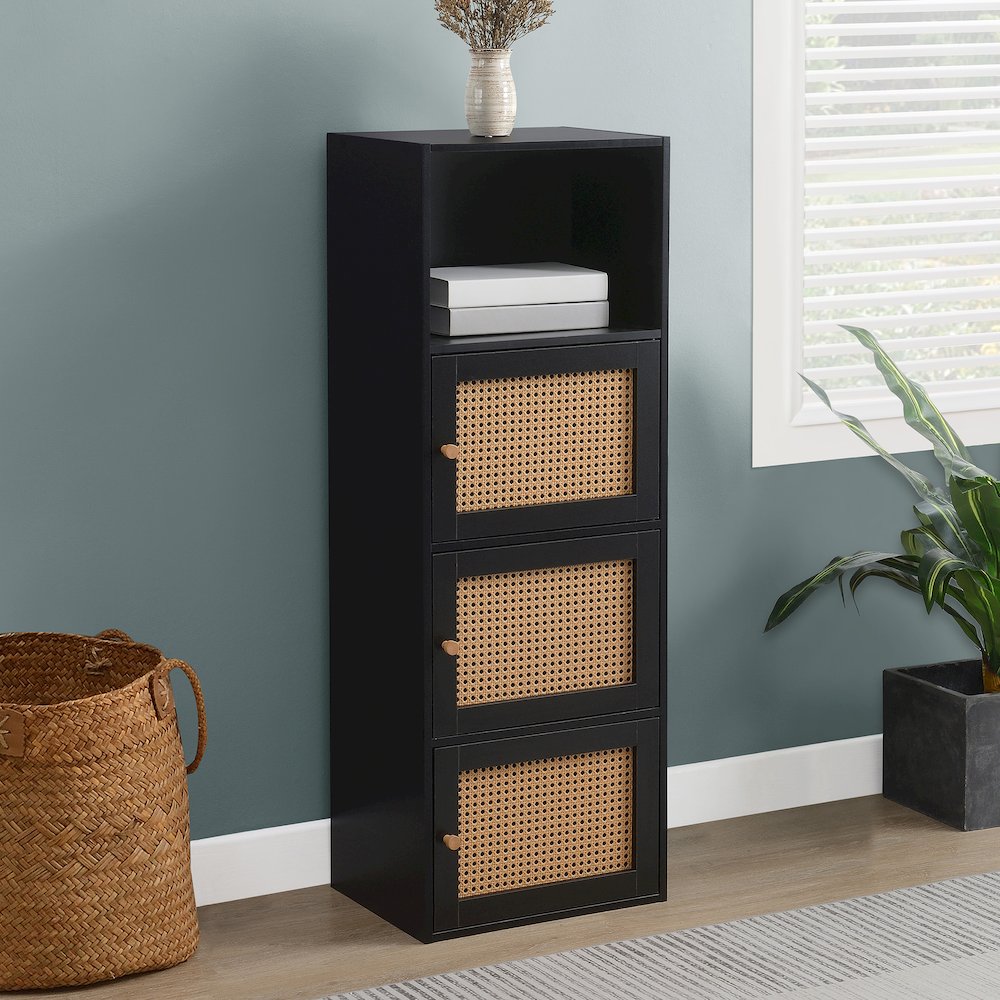 Xtra Storage Boho Weave 3 Door Cabinet with Shelf