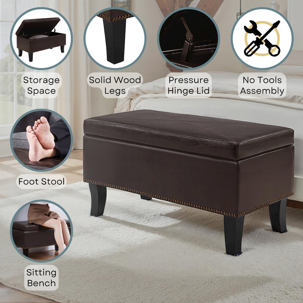 Designs4Comfort Winslow Storage Ottoman Bench