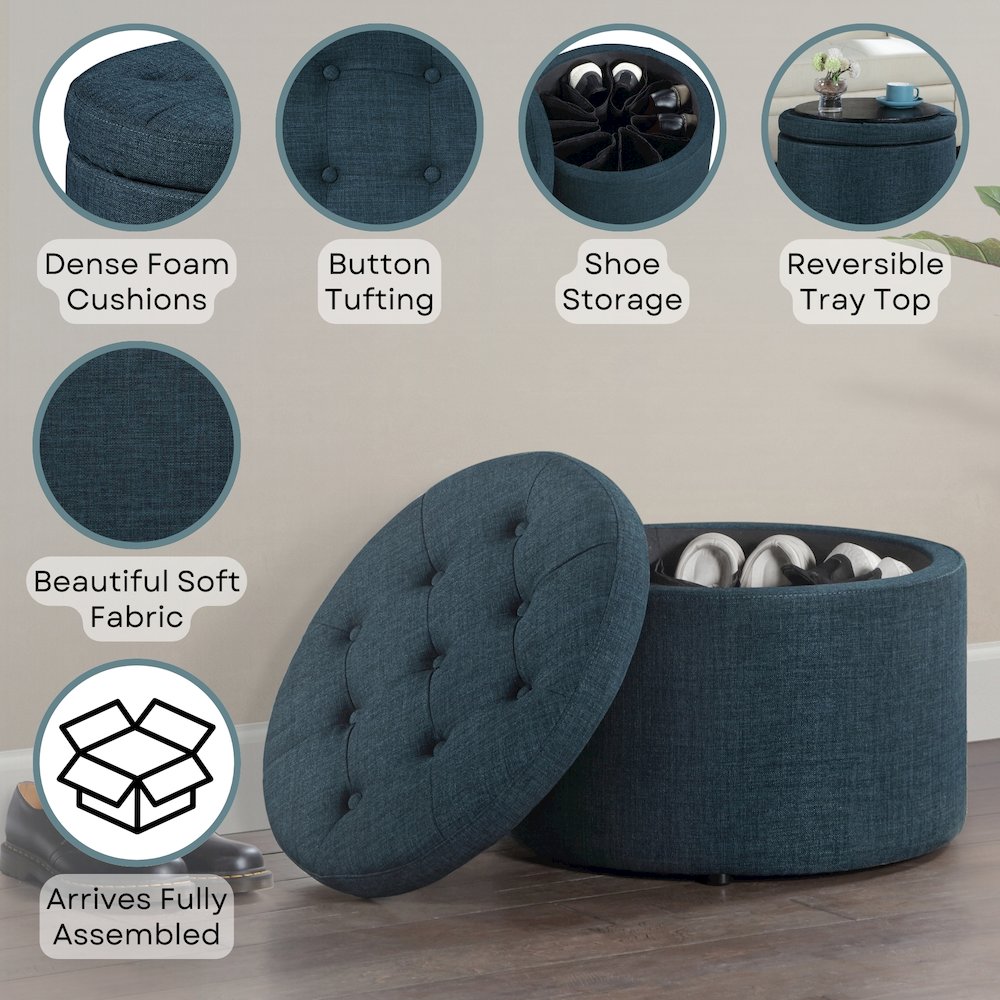 Designs4Comfort Round Shoe Storage Ottoman