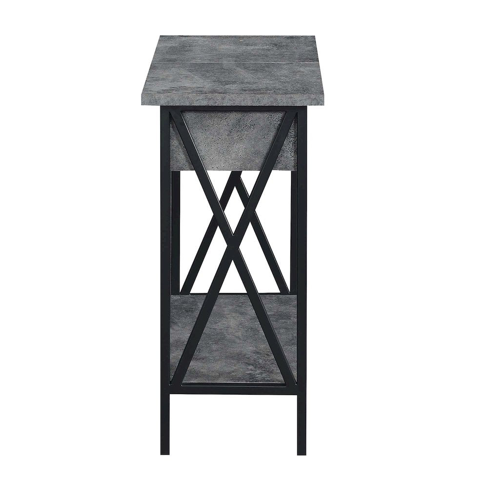 Tucson Flip Top End Table with Charging Station Cement / Black