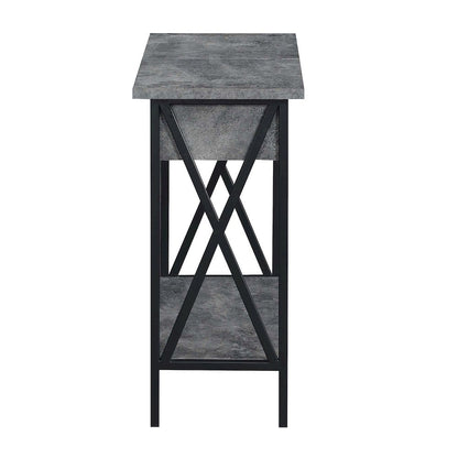 Tucson Flip Top End Table with Charging Station Cement / Black