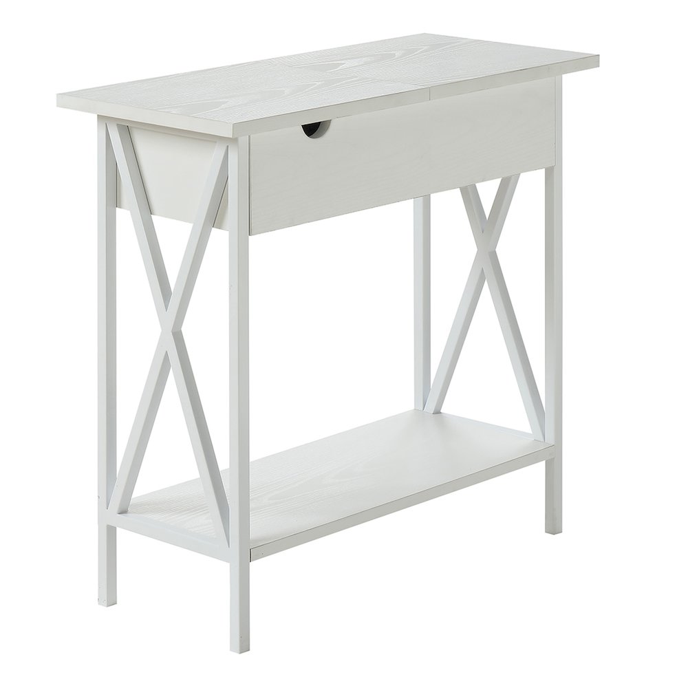 Tucson Flip Top End Table with Charging Station and Shelf
