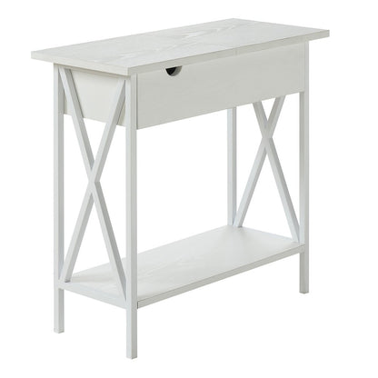 Tucson Flip Top End Table with Charging Station and Shelf