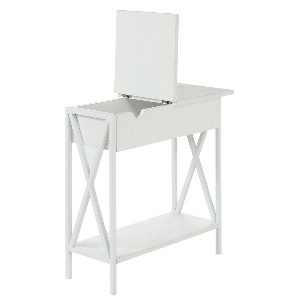Tucson Flip Top End Table with Charging Station and Shelf