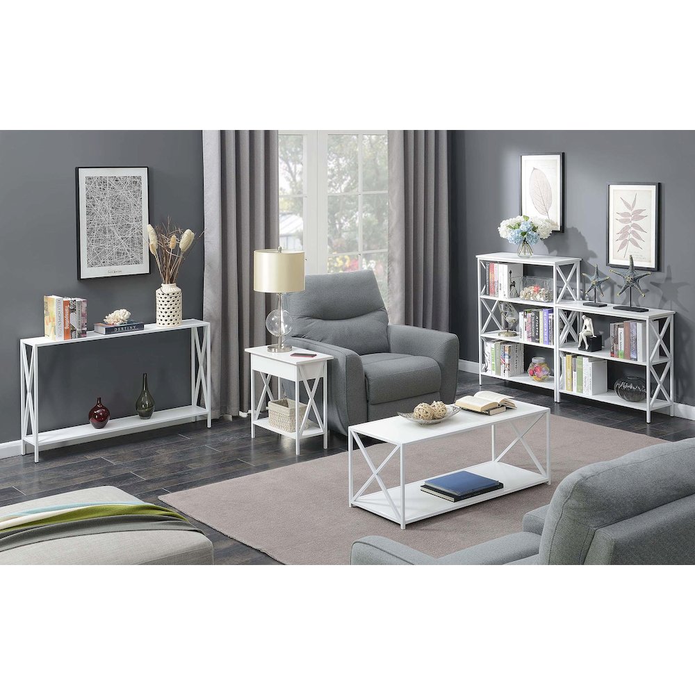 Tucson Flip Top End Table with Charging Station and Shelf
