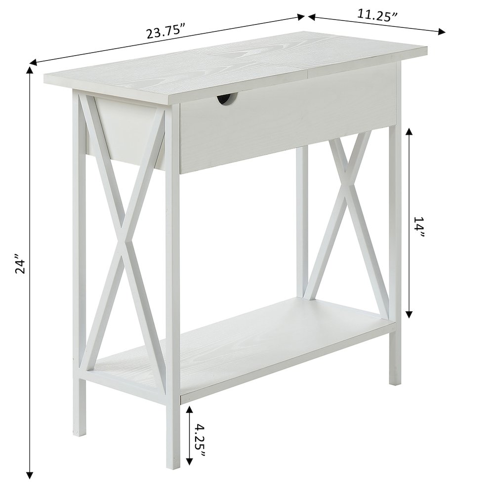 Tucson Flip Top End Table with Charging Station and Shelf
