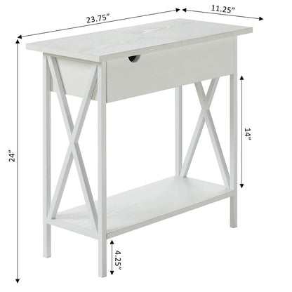 Tucson Flip Top End Table with Charging Station and Shelf