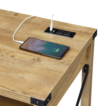 Durango 42 Inch Desk With Charging Station, English Oak/Black