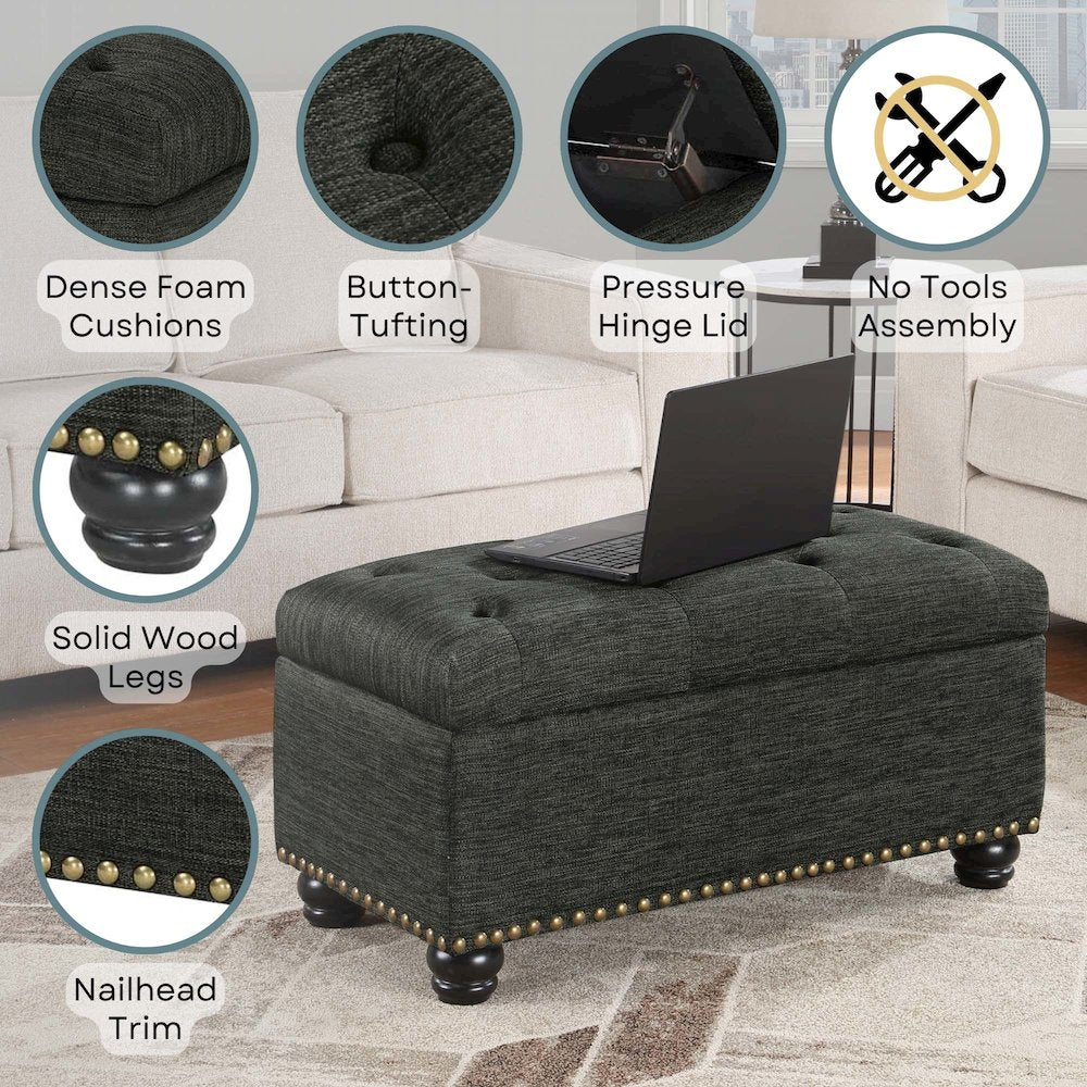 Designs4Comfort 7th Avenue Storage Ottoman Bench