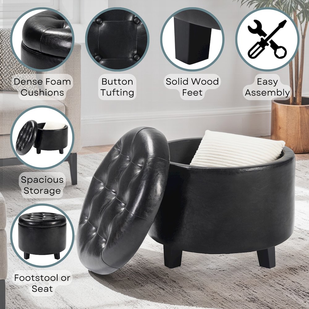 Designs4Comfort Round Storage Ottoman