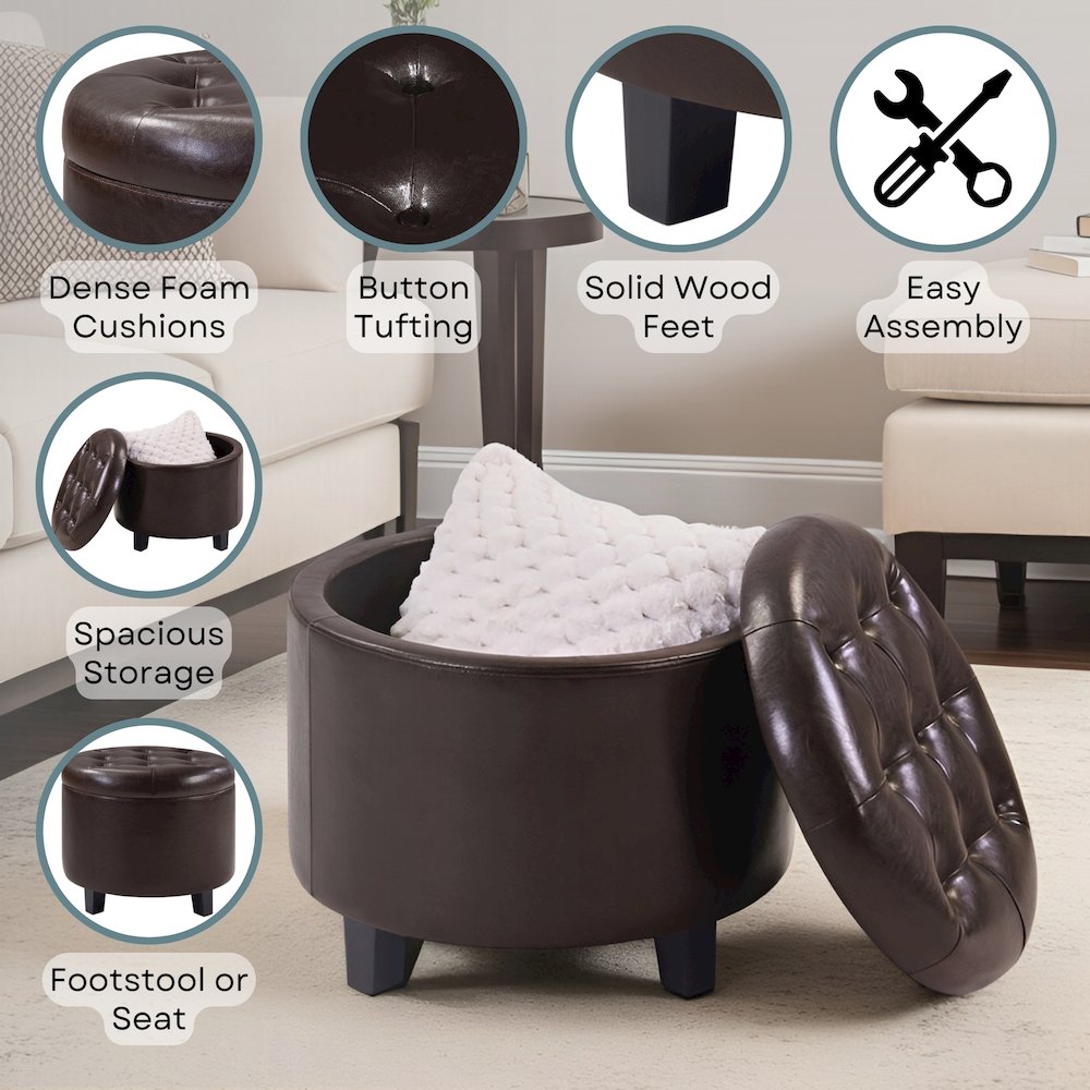 Designs4Comfort Round Storage Ottoman