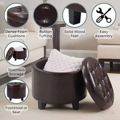 Designs4Comfort Round Storage Ottoman