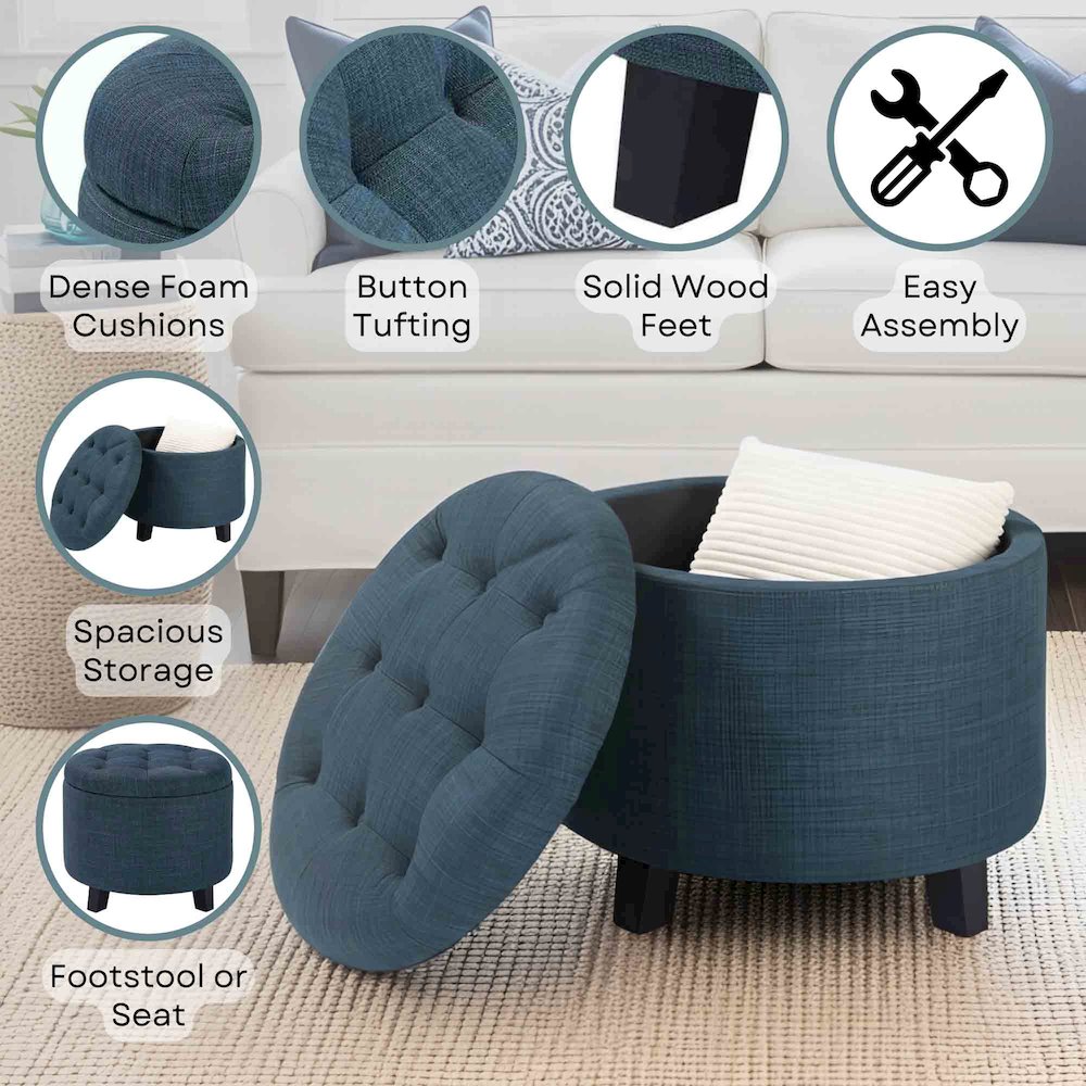 Designs4Comfort Round Storage Ottoman