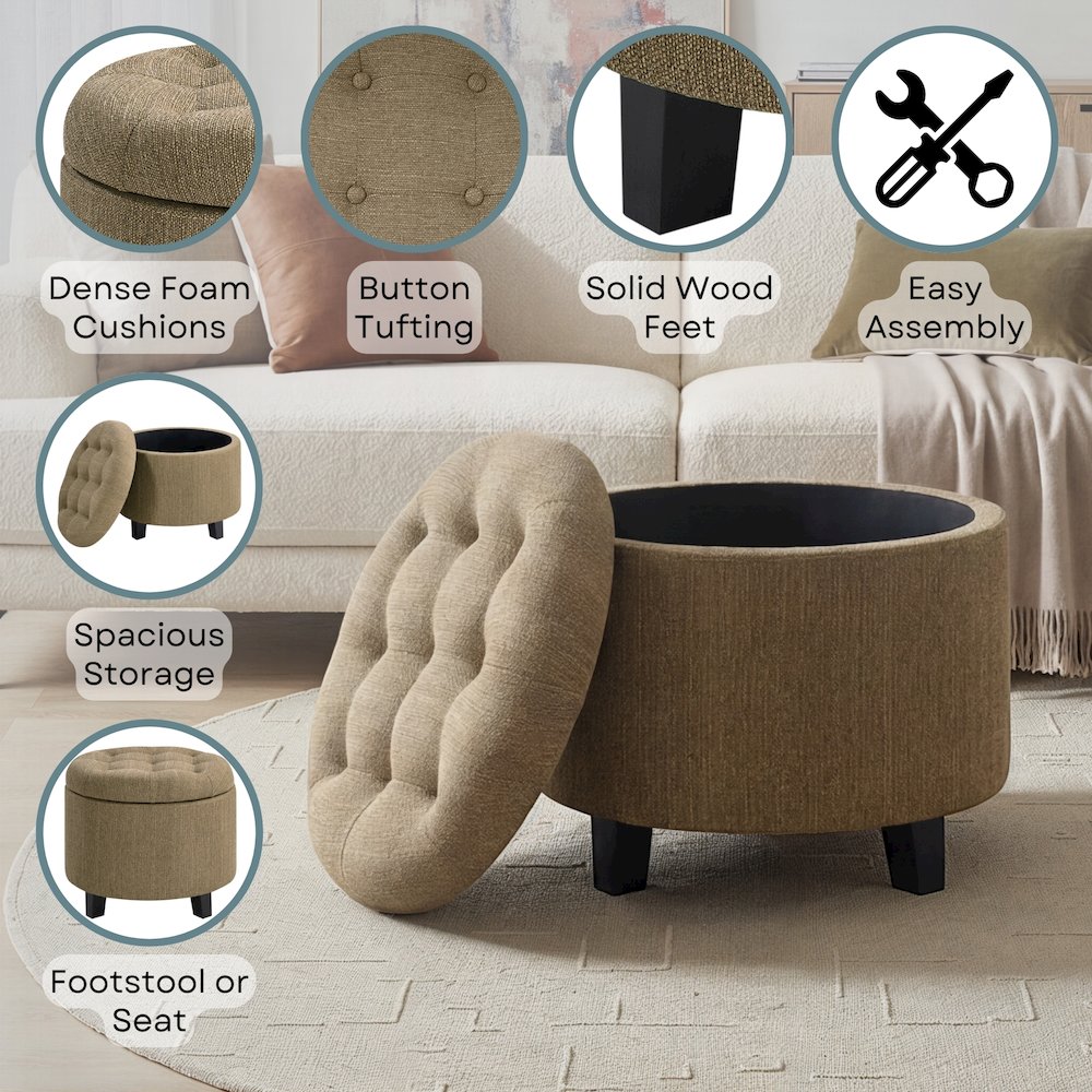 Designs4Comfort Round Storage Ottoman