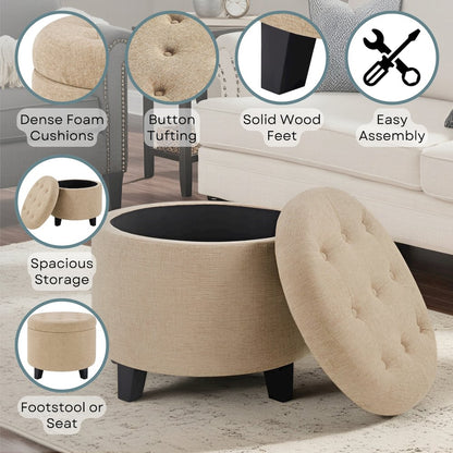 Designs4Comfort Round Storage Ottoman