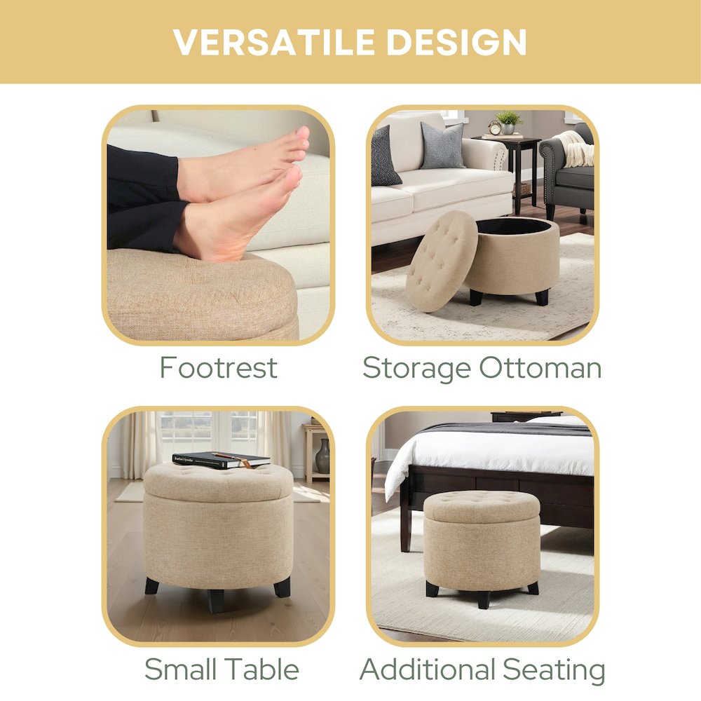 Designs4Comfort Round Storage Ottoman