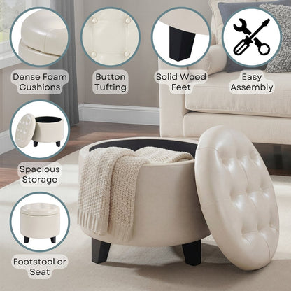 Designs4Comfort Round Storage Ottoman