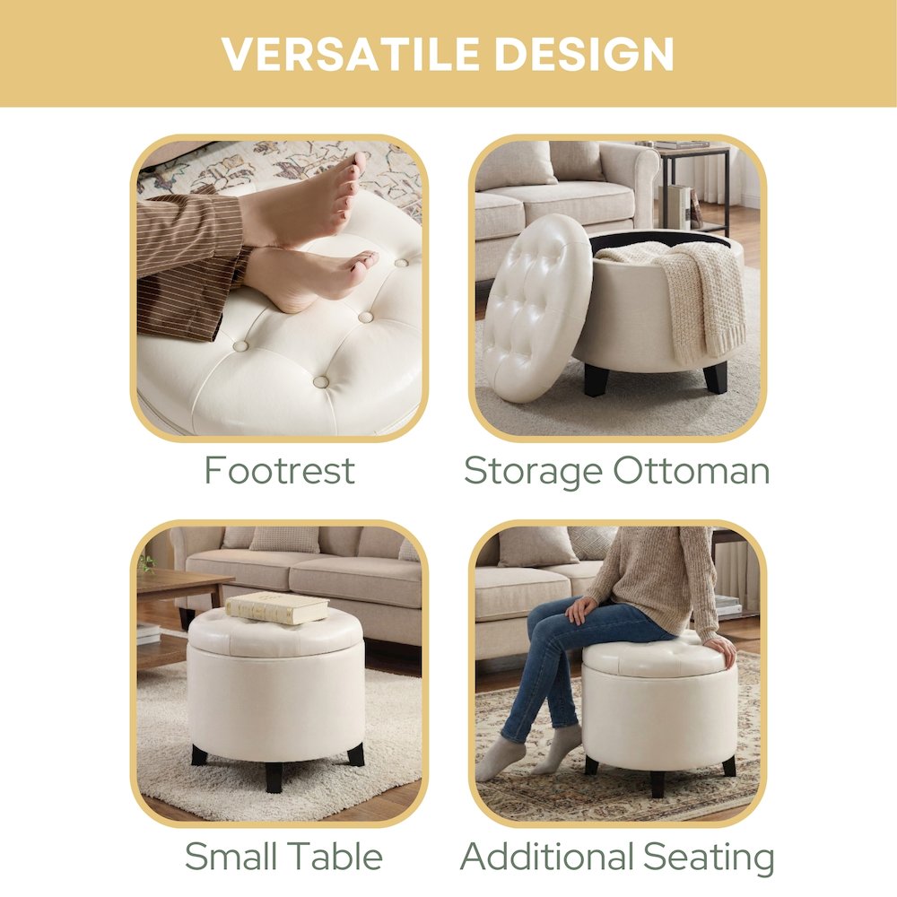 Designs4Comfort Round Storage Ottoman