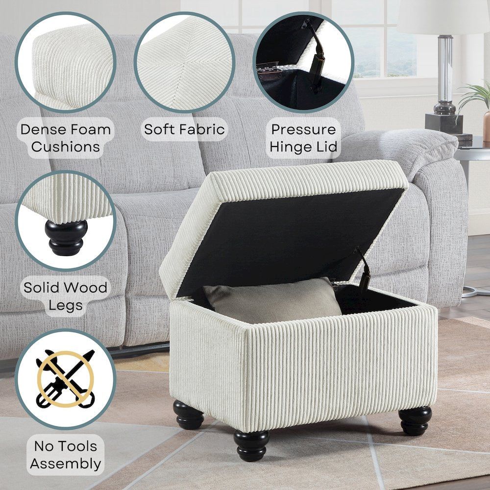 Designs4Comfort Corduroy 5th Avenue Storage Ottoman