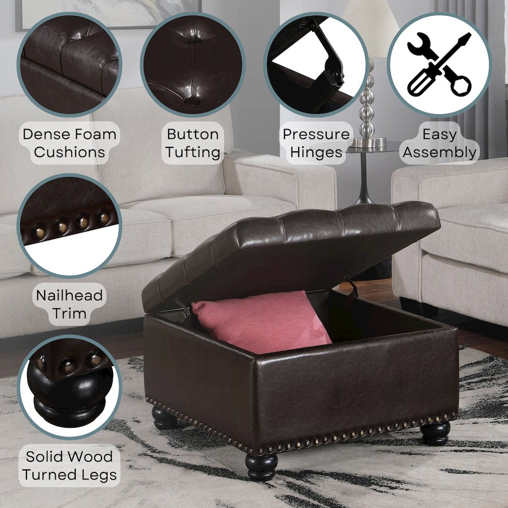 Designs4Comfort Herald Square Ottoman Coffee Table with Storage