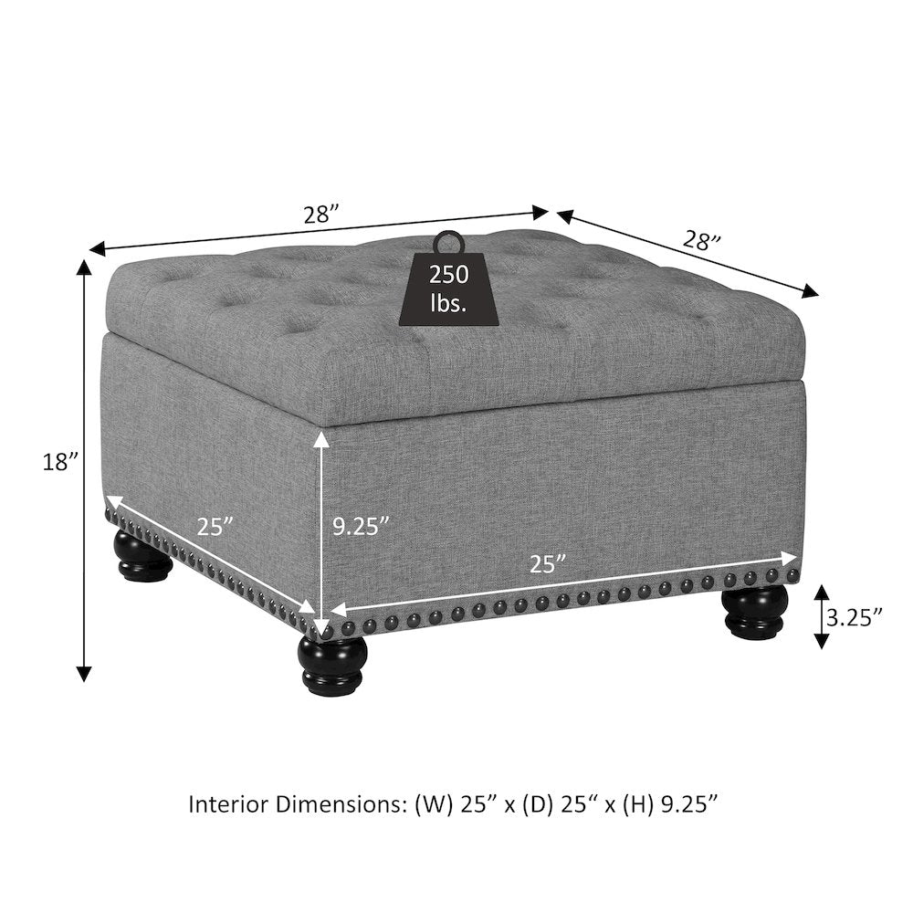 Designs4Comfort Herald Square Ottoman Coffee Table with Storage
