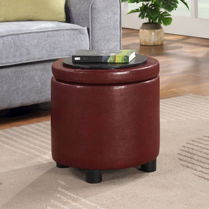 Designs 4 Comfort Round Accent Storage Ottoman with Reversible Tray Lid