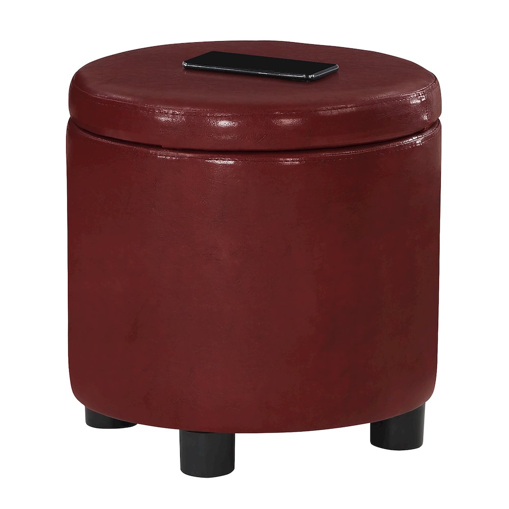 Designs 4 Comfort Round Accent Storage Ottoman with Reversible Tray Lid