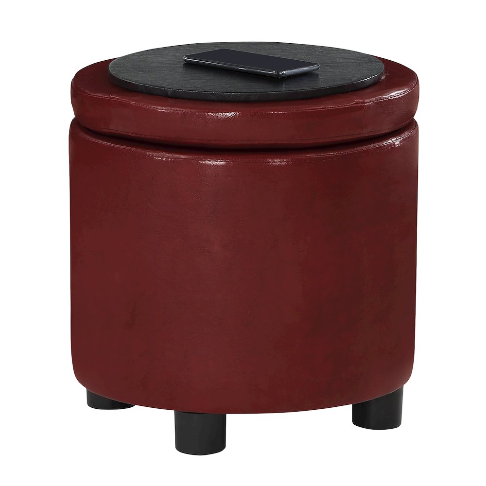 Designs 4 Comfort Round Accent Storage Ottoman with Reversible Tray Lid