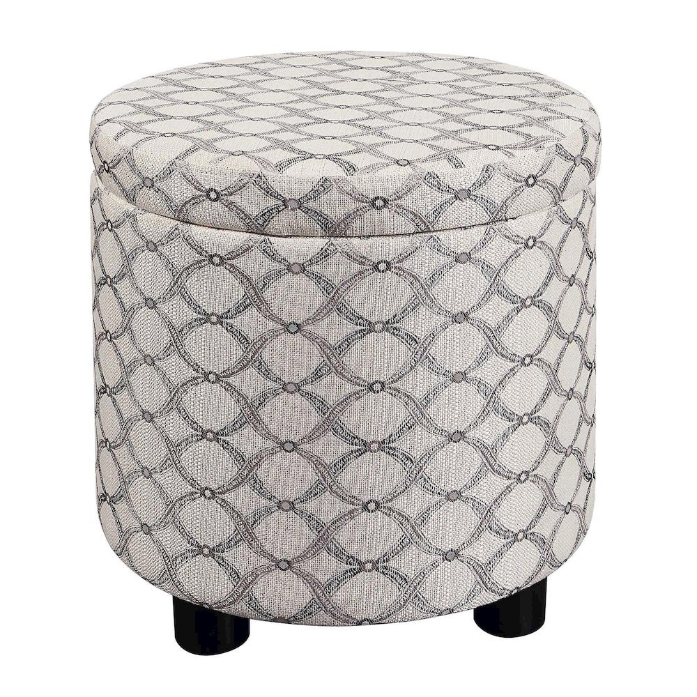 Designs 4 Comfort Round Accent Storage Ottoman with Reversible Tray Lid
