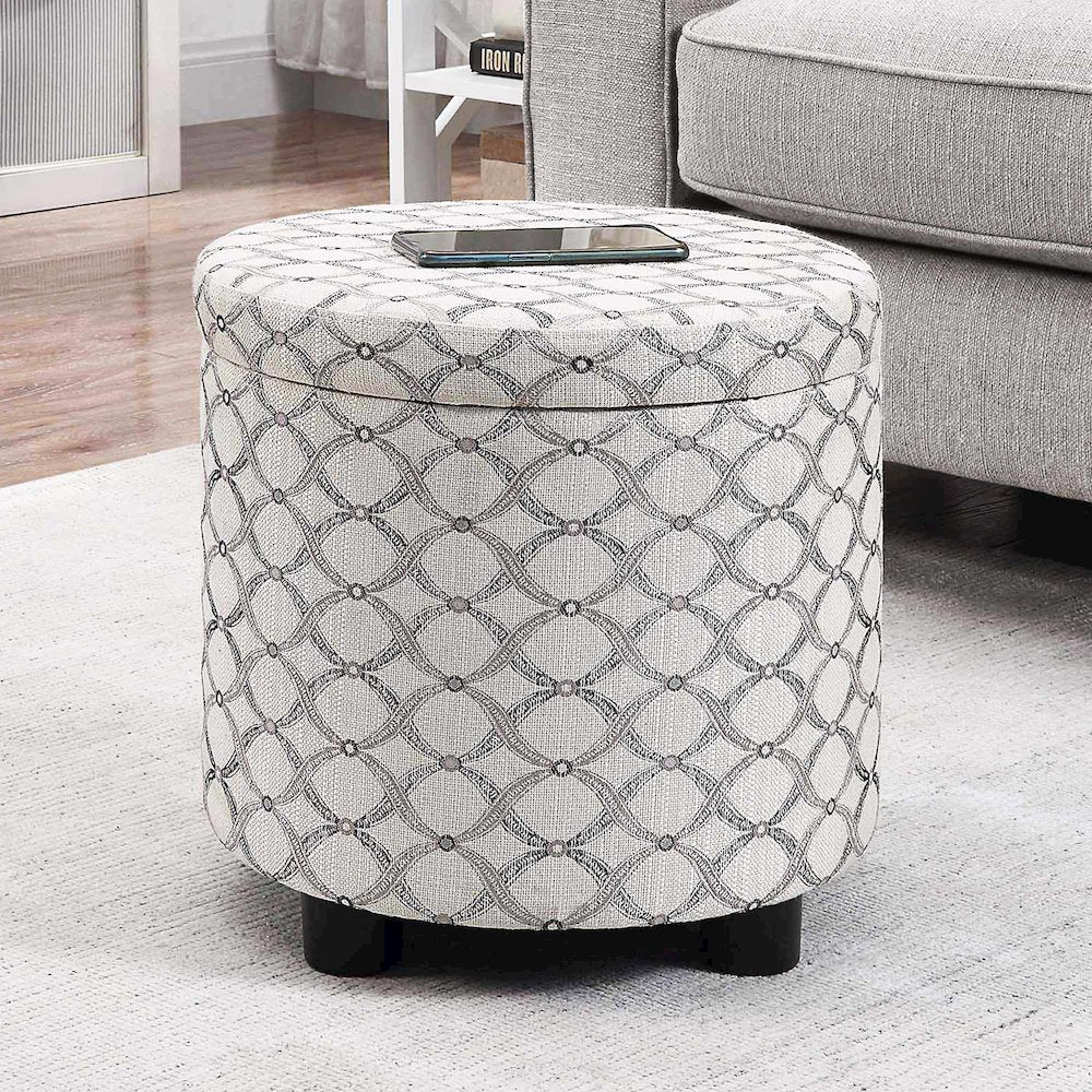 Designs 4 Comfort Round Accent Storage Ottoman with Reversible Tray Lid
