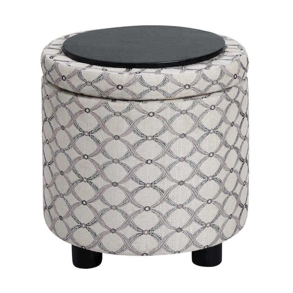 Designs 4 Comfort Round Accent Storage Ottoman with Reversible Tray Lid