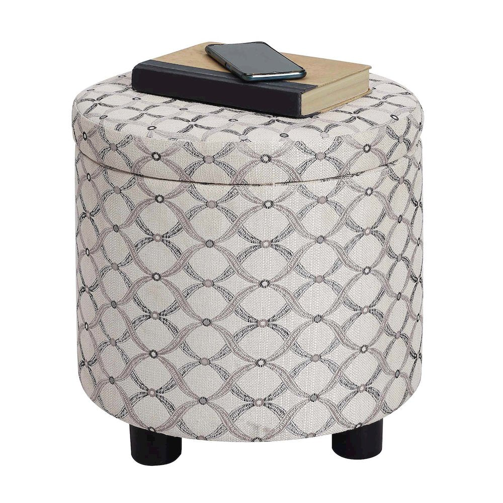 Designs 4 Comfort Round Accent Storage Ottoman with Reversible Tray Lid
