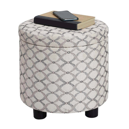 Designs 4 Comfort Round Accent Storage Ottoman with Reversible Tray Lid