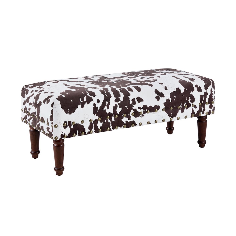 Designs4Comfort Cow Print Bench with Nailheads