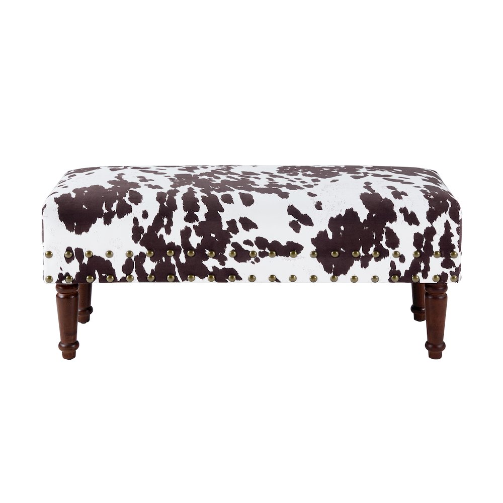 Designs4Comfort Cow Print Bench with Nailheads