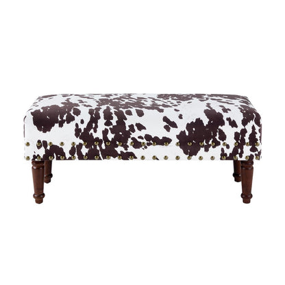 Designs4Comfort Cow Print Bench with Nailheads