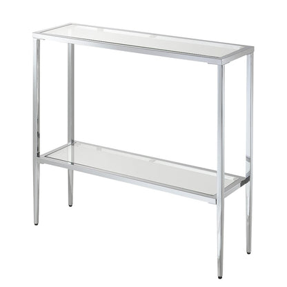 Nadia Glass Chrome Entryway Hall Table with Shelf