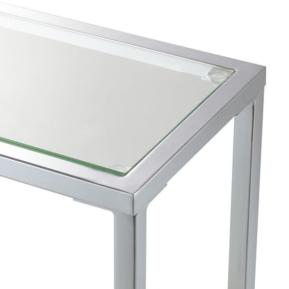 Nadia Glass Chrome Entryway Hall Table with Shelf