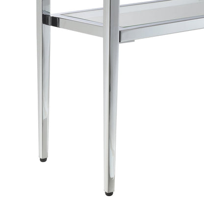 Nadia Glass Chrome Entryway Hall Table with Shelf