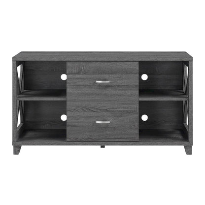 Gray Oxford Deluxe TV Stand with 2 Drawers and Shelves for 55-Inch Screens