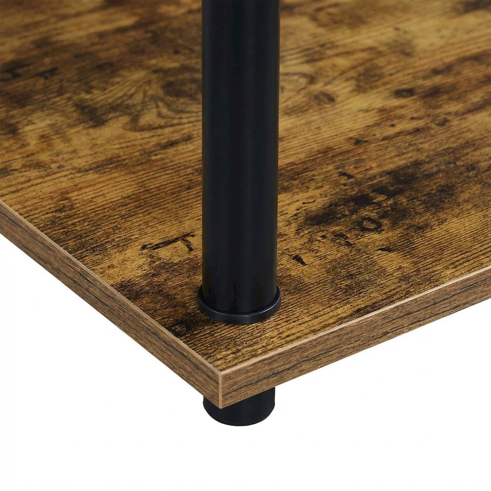 Wooden Student Desk, Shelves, Barnwood Finish, Melamine Surface, Steel Accents