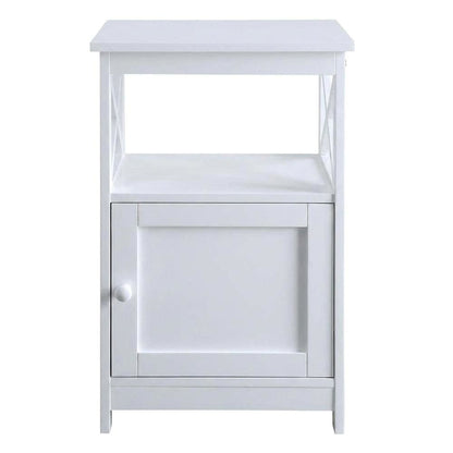 Black wooden end table with storage cabinet for living room or bedroom